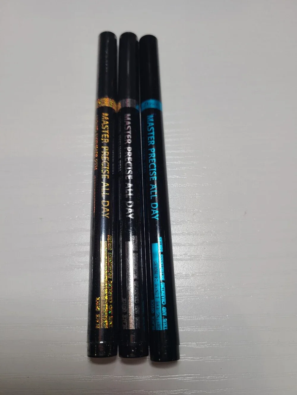 Master Precise 24hr Liquid Eyeliner Pen Trio - 1 Black and 2 Metallic